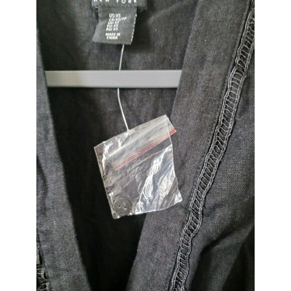 Nicole Miller Linen Blend Maxi Dress Belted Lined Sleeveless Black XS - Picture 8 of 11